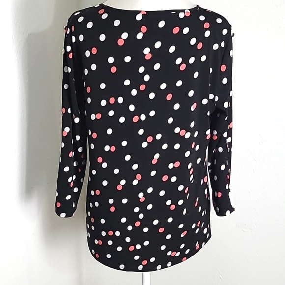 Investments Black, White & Pink Polka-dot Pullover Top,  Size Medium - Picture 6 of 8